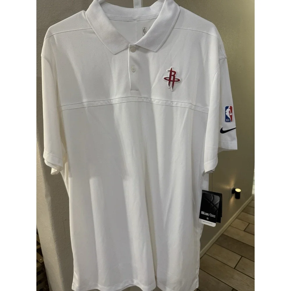 Nike Houston Rockets Mens XL Staff Short Sleeve White Dri Fit Polo NWT